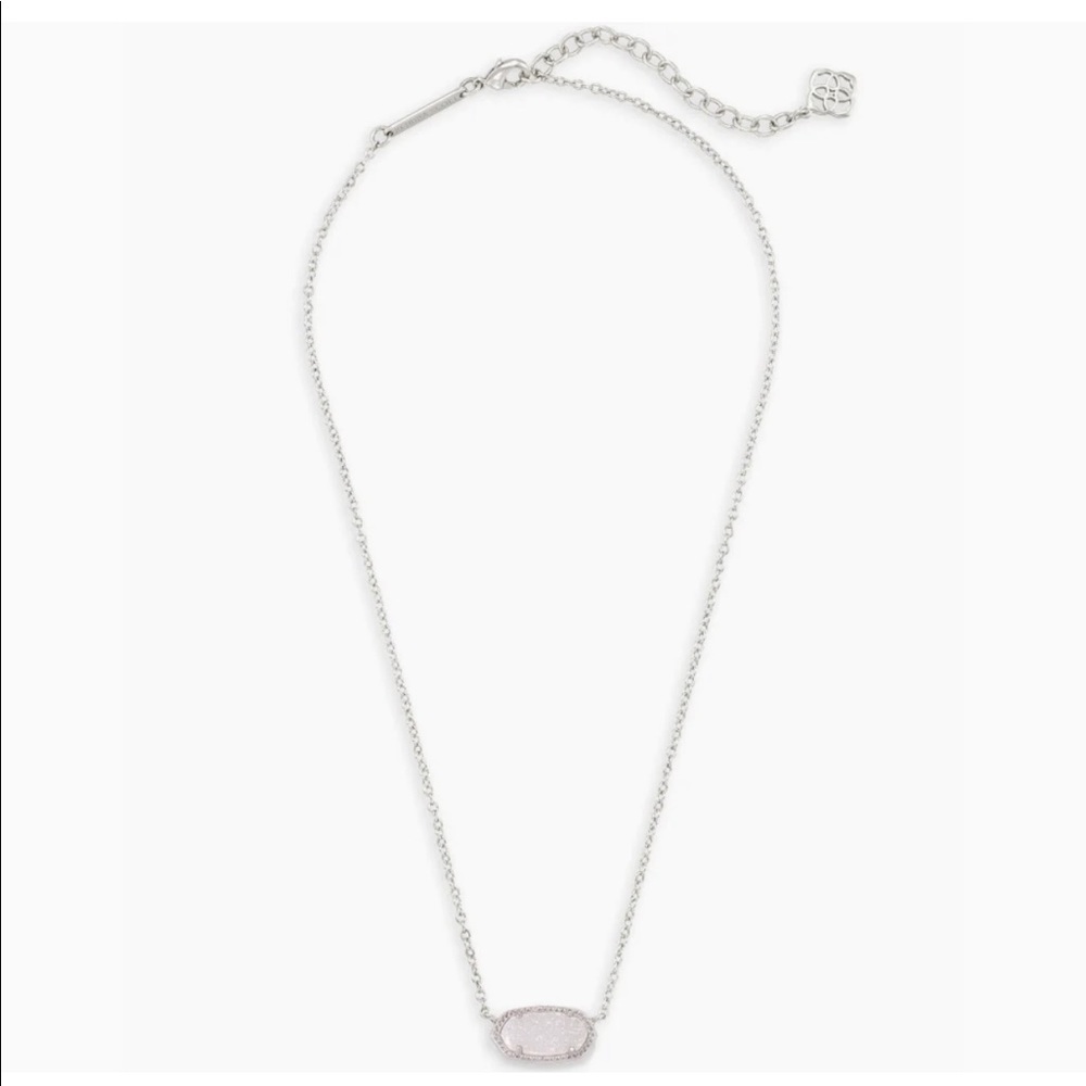 Kendra Scott Elisa Silver Pendant Necklace In White Kyocera Opal